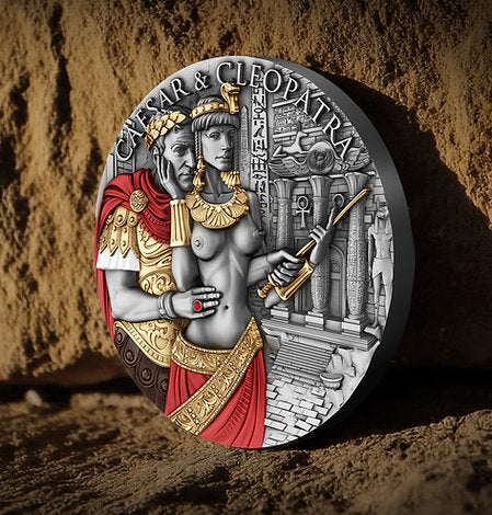 Cameroon 2024 2000 Francs CAESAR & CLEOPATRA - The Power of Love - with Ruby Insert 2oz .999 Silver