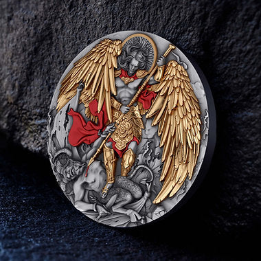 Niue 2024 $5 MICHAEL 2oz .999 High Relief Gilded Antiqued Silver Coin