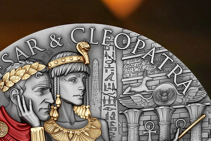 Cameroon 2024 2000 Francs CAESAR & CLEOPATRA - The Power of Love - with Ruby Insert 2oz .999 Silver