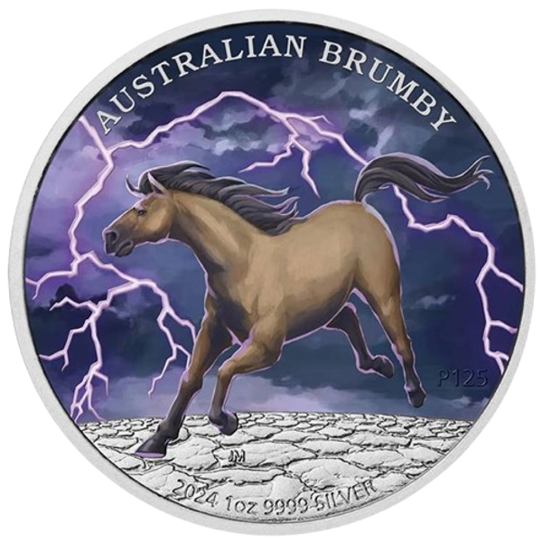 Australia 2024 $1 AUSTRALIAN BRUMBY - 1 oz .9999 Pure Silver Coloured Coin 1500 Made PERTH MINT Reverse