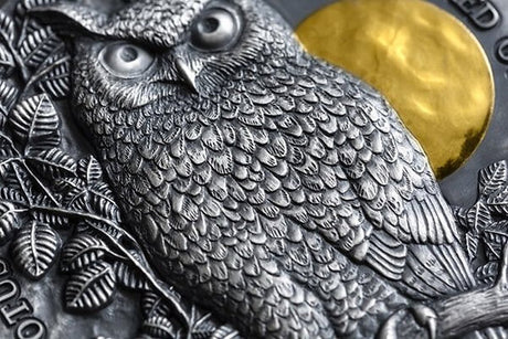 Niue 2019 $5 Long-Eared Owl Wildlife in the Moonlight 2 oz Silver
