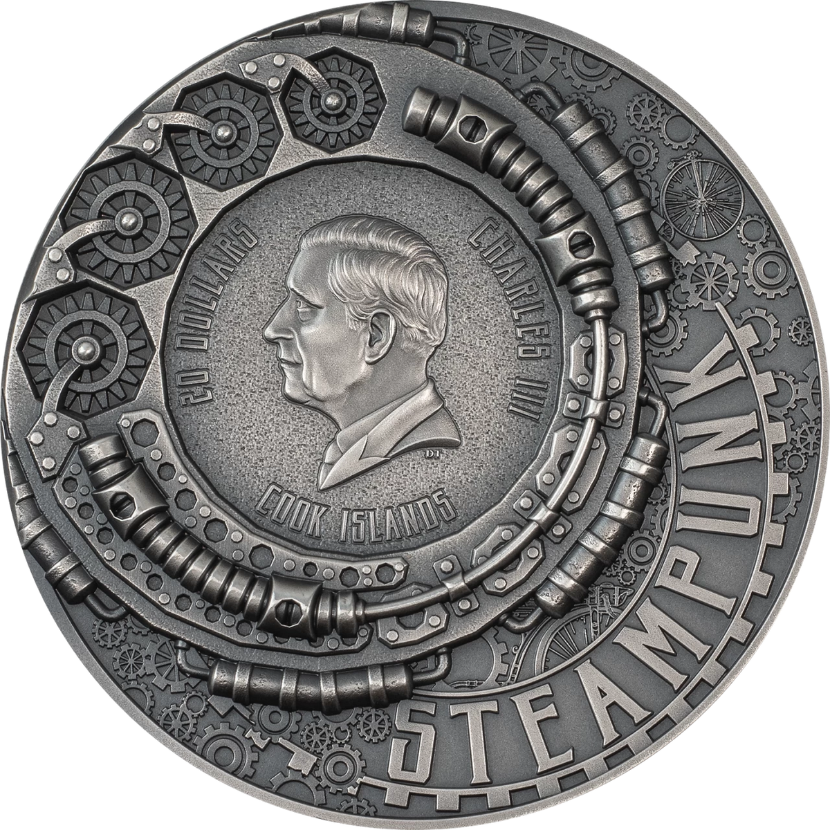 Cook Islands 2024 $20 CARNIVAL Steampunk 3oz .9999 Antique Silver Coin CIT Smartminting®