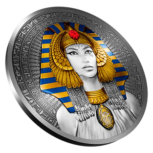 Niue 2025 $5 CLEOPATRA 2 Oz .999 Selectively Gold Plated Antique Silver Coin