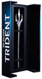 3D silver trident in a black box with '3D Silver Trident' text on a blue background
