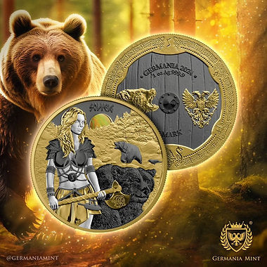 Germania Mint 2024 5 Mark Valkyries Solveig Valhalla 1 oz .9999 Silver Black and Gold