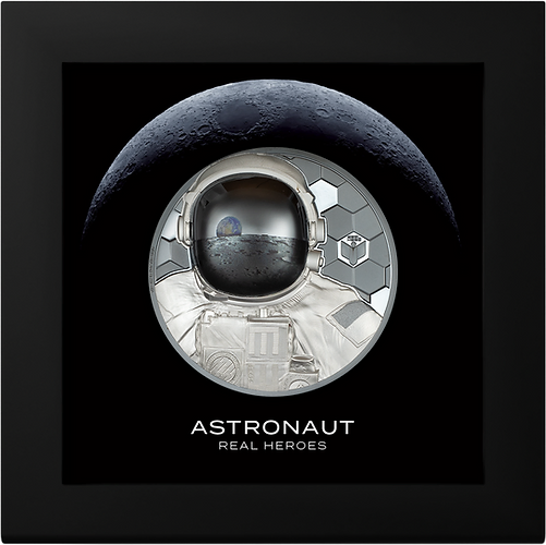 Cook Islands 2024 $20 Astronaut - Real Heroes – Only the Brave are Free - 3 Oz Pure Silver Black Proof Coin CIT Smartminting®