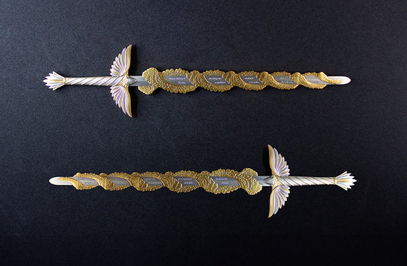 PRE-ORDER KOMSCO South Korea 2024 SWORD OF SAINT MICHAEL Edition Yellow Gold Glided - Angel Sword 2.5 oz .999 Silver Stacker Letter Opener