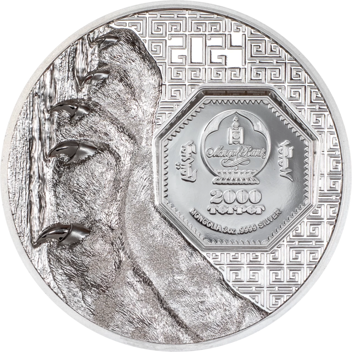 Mongolia 2024 2000T Snow Leopard 3 Oz Silver Proof Coin CIT Smartminting®