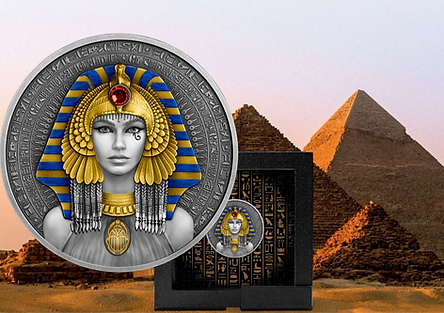 Niue 2025 $5 CLEOPATRA 2 Oz .999 Selectively Gold Plated Antique Silver Coin
