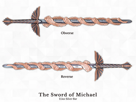 PRE-ORDER KOMSCO South Korea 2024 SWORD OF SAINT MICHAEL Edition Rose Gold Glided - Angel Sword 2.5 oz .999 Silver Stacker Letter Opener