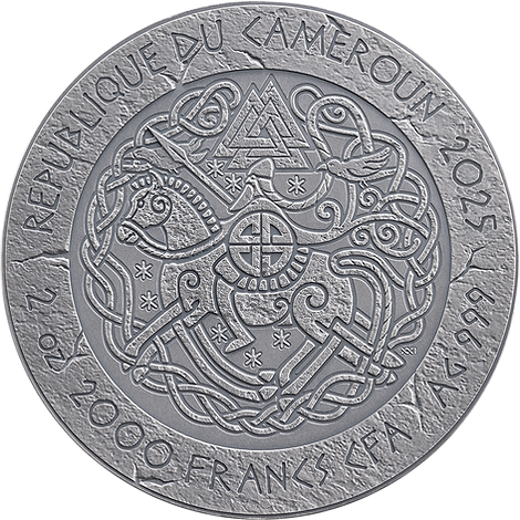Cameroon 2024 2000 Francs CFA Leif Eriksson  - The Way to Valhalla - 2oz .999 Silver Coin