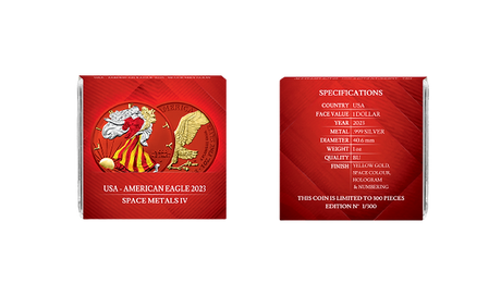 United States of America USA 2023  $1 AMERICAN EAGLE  Space Metals IV: RED  1 oz .999 Silver