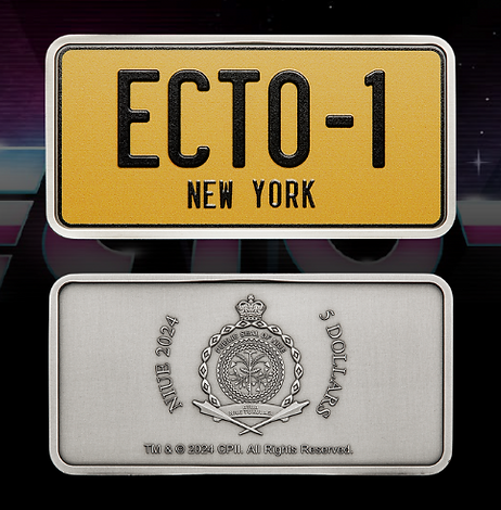 Niue 2024 $5 Ghostbusters™ Ecto-1 License Plate Shaped 2 oz .999 Silve ...