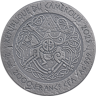 Cameroon 2025  2000 Francs CFA HARALD FAIRHAIR The Way to Valhalla 2 oz .999 Antique Silver