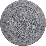 Cameroon 2025  2000 Francs CFA HARALD FAIRHAIR The Way to Valhalla 2 oz .999 Antique Silver