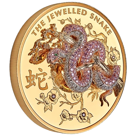 Australia 2025 $2500 The Jewelled Snake -Masterpieces Series 10oz .9999 Gold Proof with Argyle Pink Diamonds™ Coin Perth Mint