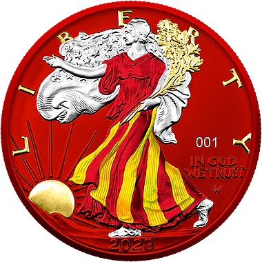United States of America USA 2023  $1 AMERICAN EAGLE  Space Metals IV: RED  1 oz .999 Silver