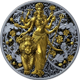 Cameroon 2025 2000 Francs CFA DURGA Rhuthenium Dark Gilded 1 oz .9999 Silver Coin