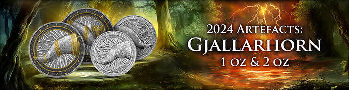 Germania Mint 2024 10 Marks Germania Artefacts: Gjallarhorn UHR 2 oz .9999 Antique Silver Coin