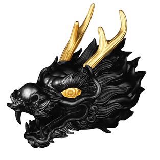 Samoa 2024 $5 3D Dragon Head Black Ruthenium & Gold Enhanced 3oz Silver Coin