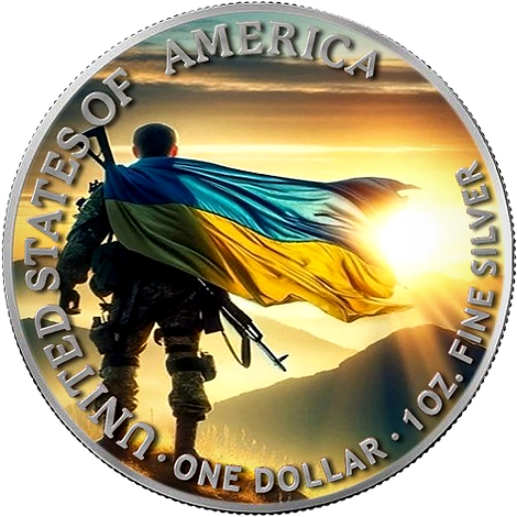 USA 2024  $1 UKRAINE Sunset War Walking Liberty 1 Oz .999 Silver Coin 100 Made Reverse
