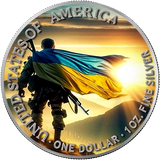 USA 2024  $1 UKRAINE Sunset War Walking Liberty 1 Oz .999 Silver Coin 100 Made Reverse