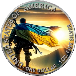 USA 2024  $1 UKRAINE Sunset War Walking Liberty 1 Oz .999 Silver Coin 100 Made Reverse