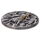 Niue 2023 $5 OSIRIS Gods of Anger 2oz High Relief Gilded .999 Antiqued Silver