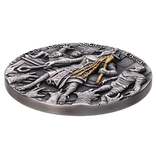 Niue 2023 $5 OSIRIS Gods of Anger 2oz High Relief Gilded .999 Antiqued Silver