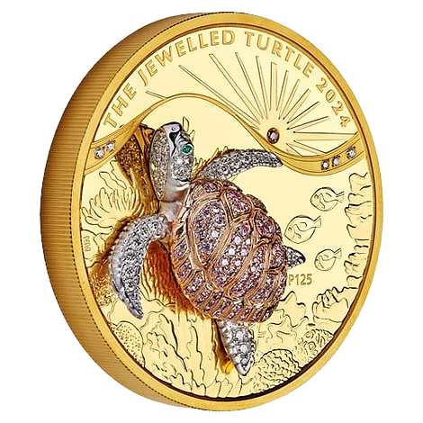 Australia 2024 $2500 The Jewelled Turtle -Masterpieces Series 10oz .9999 Gold Proof with Argyle Pink Diamonds™ Coin Perth Mint