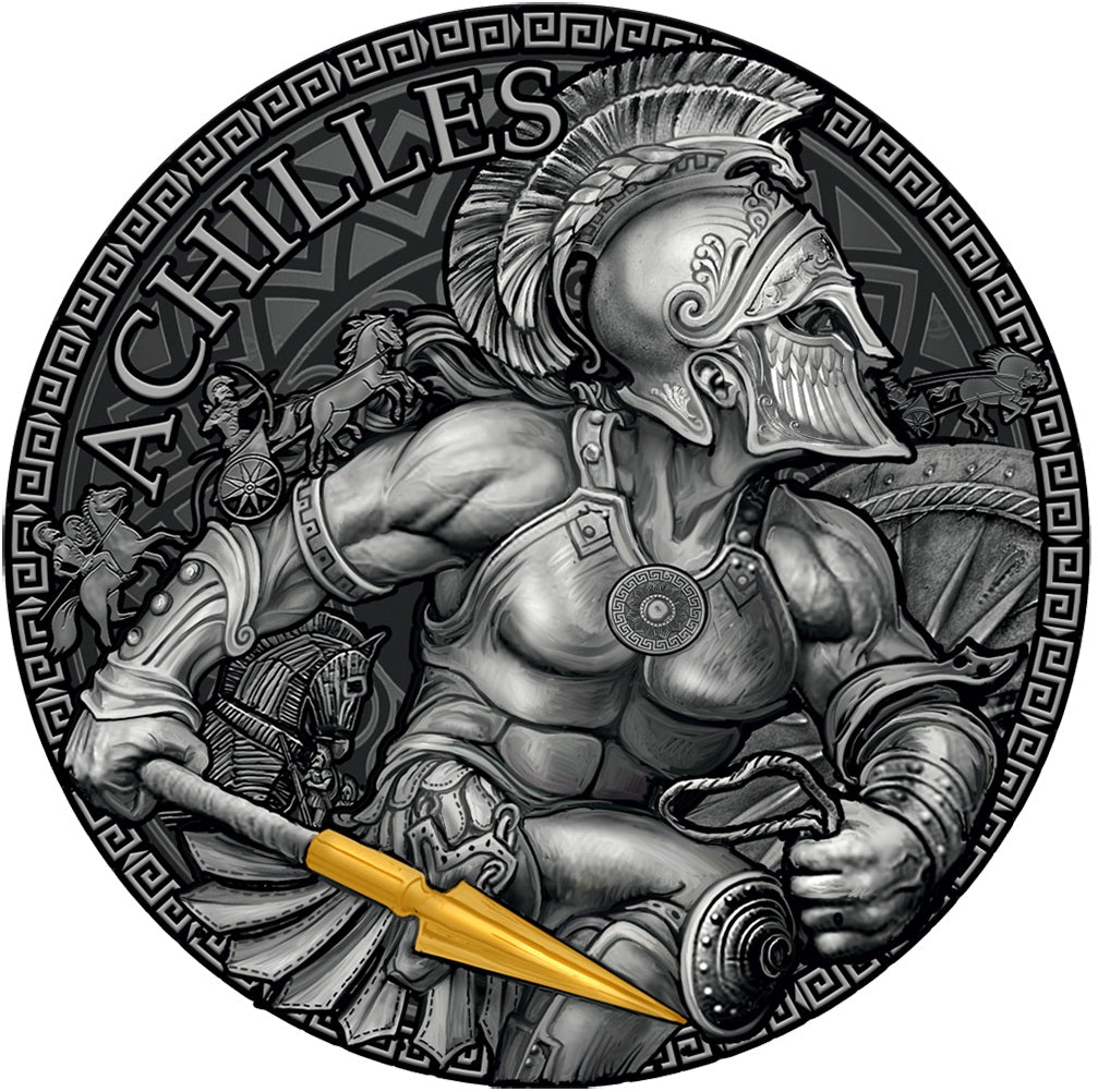 Cameroon 2023 2000 Francs  Achilles: Great Greek Mythology 2 Oz Antique Silver Coin