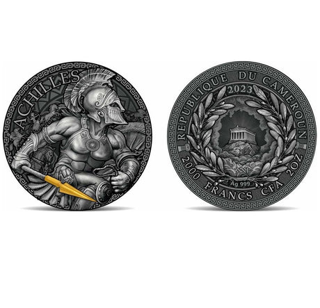 Cameroon 2023 2000 Francs  Achilles: Great Greek Mythology 2 Oz Antique Silver Coin