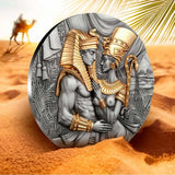 Cameroon 2023 2000 Francs AMENHOTEP &amp; NEFERTITI 2 Oz Antique Silver Gilded Coin Shipper