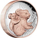 Australia 2023 $8 AUSTRALIAN KOALA 5 Oz .9999 Silver Coin Rose Gold Gilding