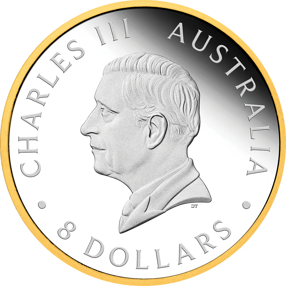 Australia 2026 $8 Australian Wedge-tailed Eagle 5oz Silver Enhanced Reverse Proof Ultra High Relief Gilded Coin Obverse