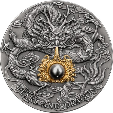 Niue 2023 $5 BLACK PEARL AND DRAGON Divine Pearls 2 Oz Silver Coin