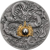 Niue 2023 $5 BLACK PEARL AND DRAGON Divine Pearls 2 Oz Silver Coin