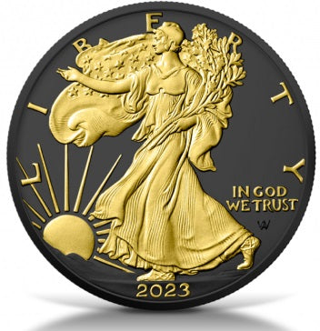 United States of America 2023 $1 BLACK PLATINUM American Eagle 1oz Silver Coin Reverse