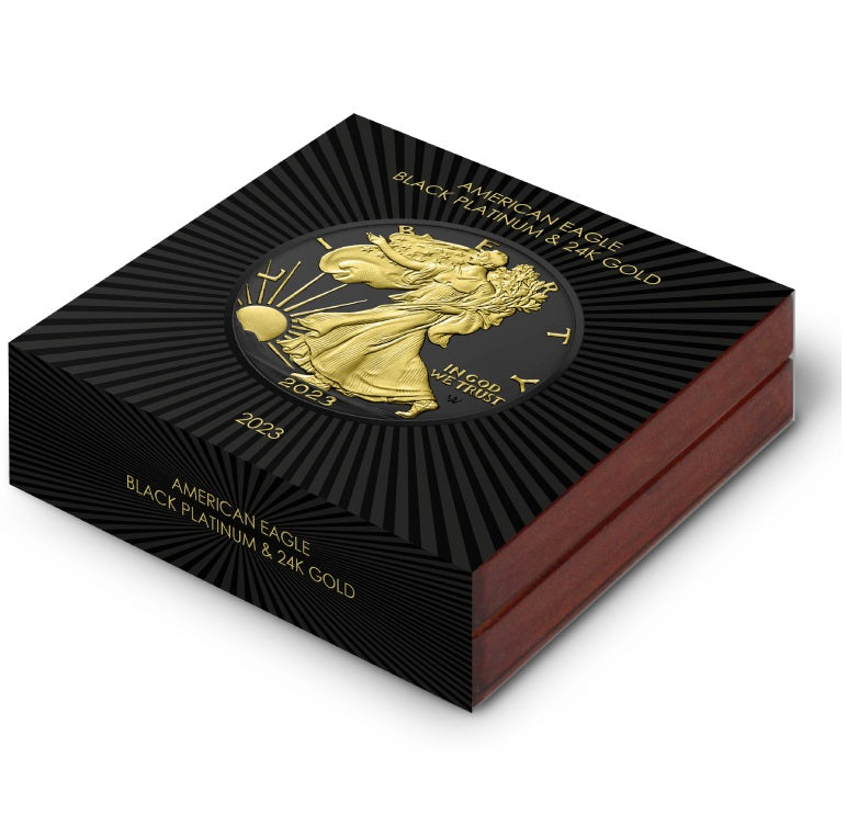 United States of America 2023 $1 BLACK PLATINUM American Eagle 1oz Silver Coin Case and Shipper