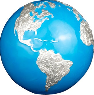 Barbados 2023 $5 Blue Marble Glow in the Dark Spherical 3 Oz Silver Coin