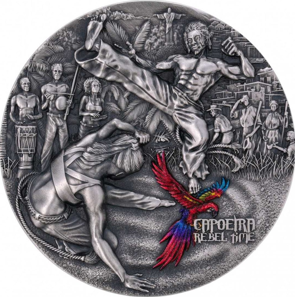 Cameroon 2023 2000 Francs CFA CAPOEIRA Rebel Time 2 Oz Antique Silver Coloured Coin Reverse