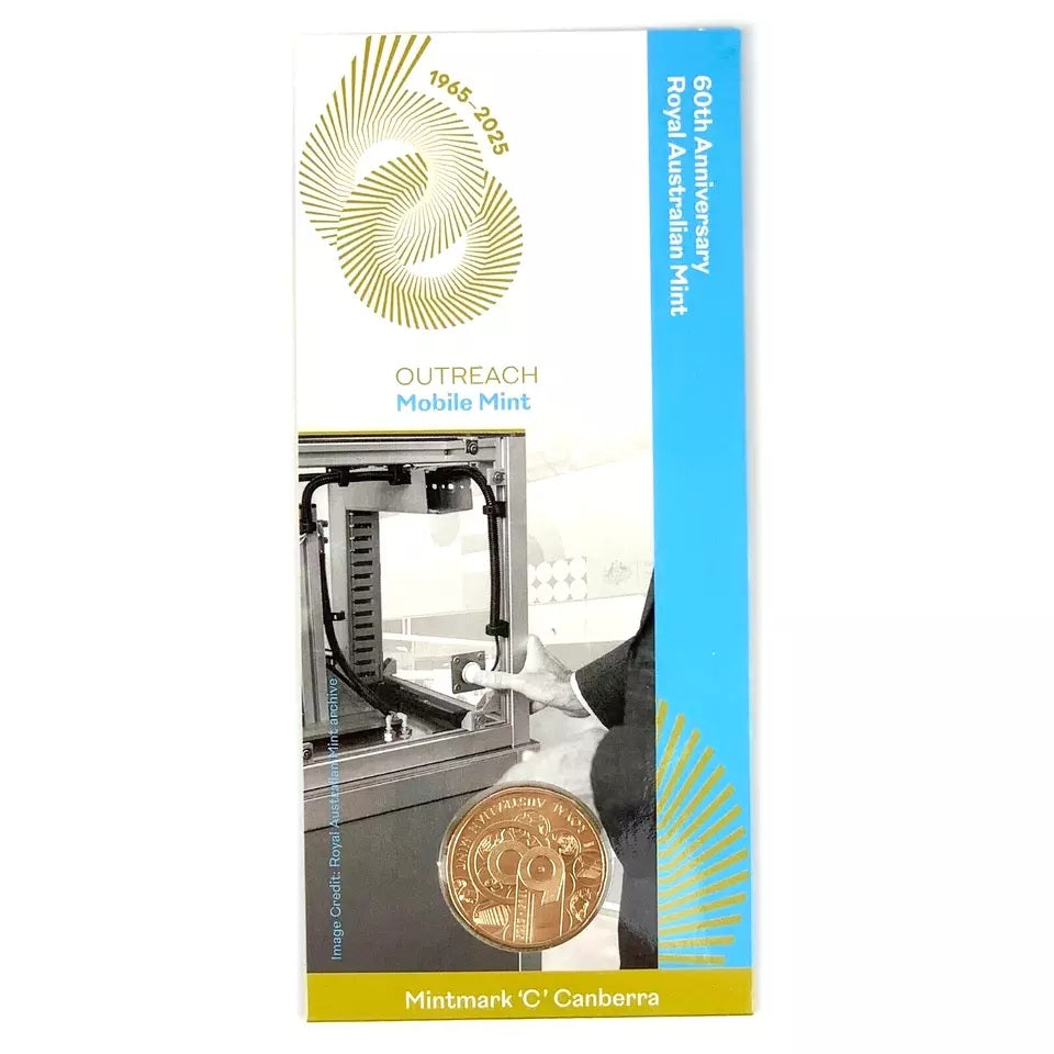 Australia 2025 $1 Royal Australia Mint 60th Anniversary' 'C' Mintmark Coin Set 5 x $1 Coins