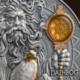 Niue 2024 $5 DAZHBOG Divine Faces Of The Sun 3oz Gilded Antique Silver Coin