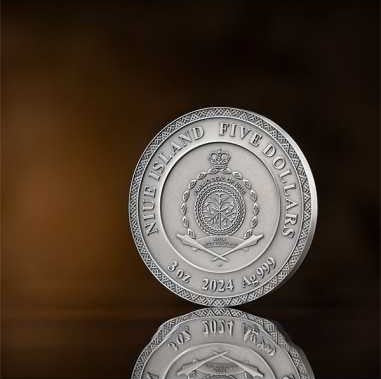 Niue 2024 $5 DAZHBOG Divine Faces Of The Sun 3oz Gilded Antique Silver Coin