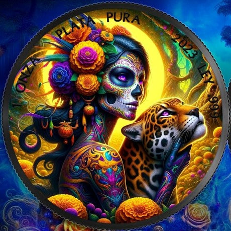 Mexico 2023 1 Onza Libertad Dia de los Muertos Special Edition 1oz .999 Silver Black Ruthenium