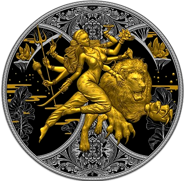 Cameroon  2024 2000 Francs CFA DURGA Rhuthenium Dark Gilded 1 oz .9999 Silver Coin