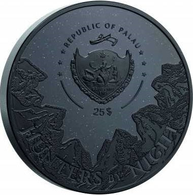 Palau 2023 25$ EAGLE OWL Hunters By Night 500g Special Edition Silver Coin Obverse