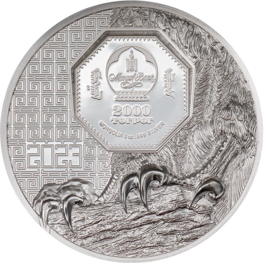 Mongolia 2023 2000 Togrog FALCON Wild Mongolia Ultra High Relief 3 Oz .999 Silver Coin CIT Smartminting®
