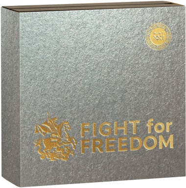 Niue Island 2023 $10 Fight for Freedom 5oz Antique Silver Coloured