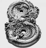 Chad / Republique du Tchad 2024 15000 Francs FIGURE EIGHT DRAGONS 3 Oz Antique Silver